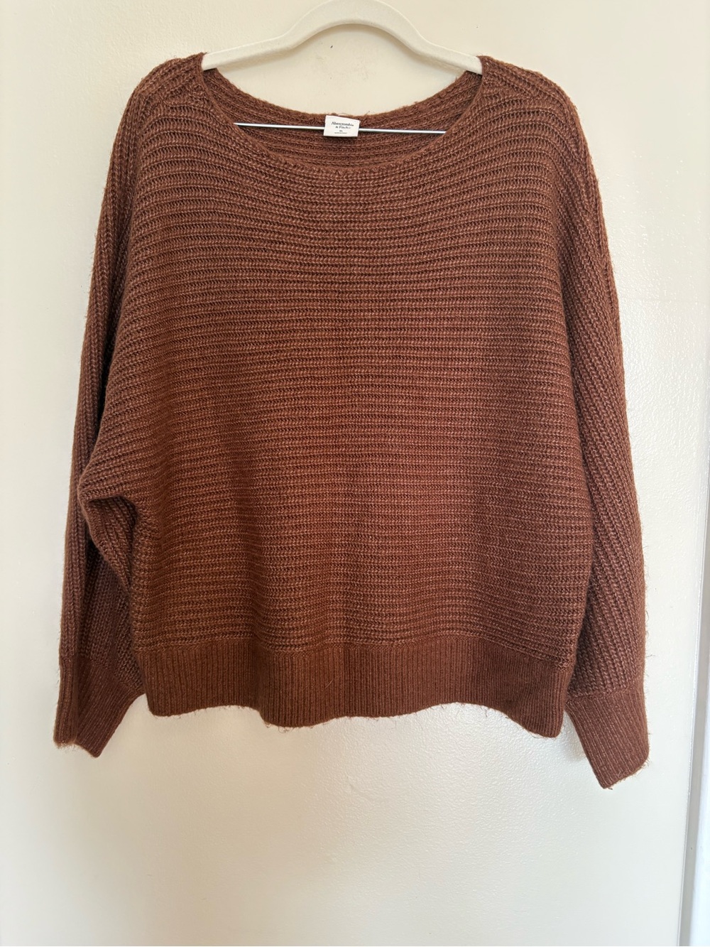 Abercrombie & Fitch Chestnut Scoop Neck Knit Waffle Knit Sweater